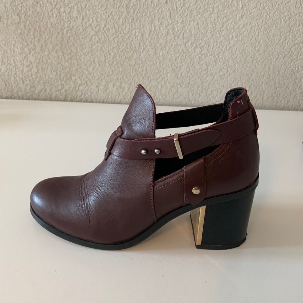 TOPSHOP Burgandy Block Heel Booties SZ 7 - Picture 4 of 7